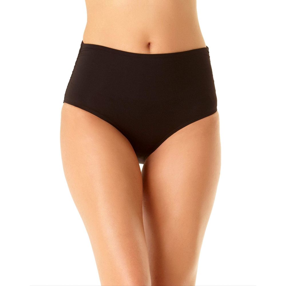 Anne Cole Women's High Waist Bikini Bottom Swimsuit Black Medium